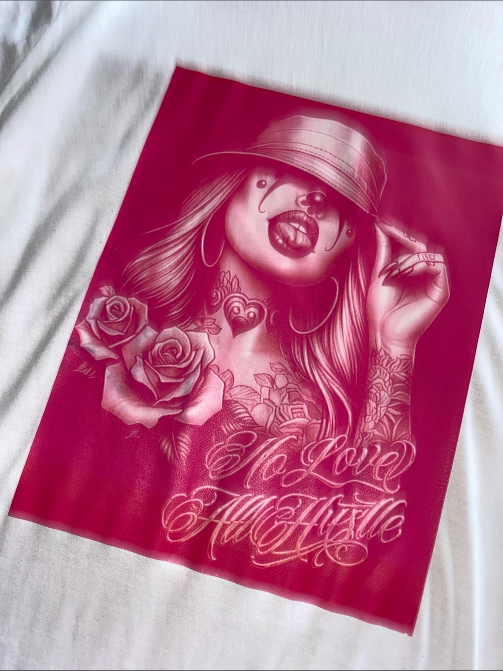 No Love All Hustle Short Sleeve Tee - Pink Graphic